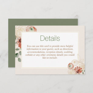 Sage Green Gold Floral Wedding Card Begleitkarte