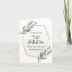 Sage Green Gold Floral Werden Sie meine Bridesmaid Dankeskarte