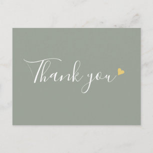 Sage Green Gold Heft Script Business Vielen Dank Postkarte