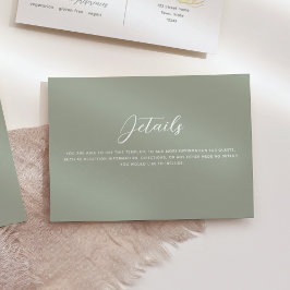 Sage Green Gold Lovebirds Hochzeitsdetails Begleitkarte