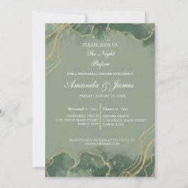 Sage Green Gold Photo Watercolor Rehearsal Dinner  Einladung