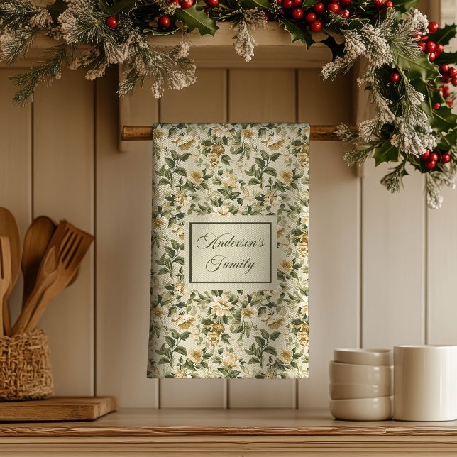 Sage Green Gold Print Personalized Luxury Towel  Geschirrtuch (Sage Green Gold Print Personalized Luxury Towel )