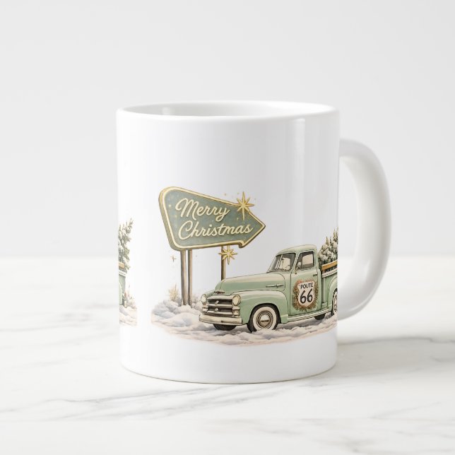 Sage Green Gold Route 66 Weihnachtskaffee Jumbo-Tasse (Vorderseite Rechts)