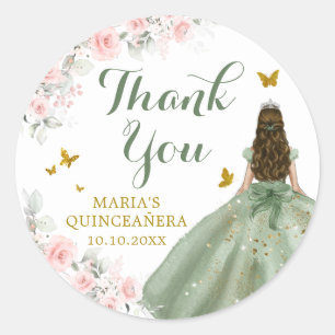 Sage Green Gold Royale Girl 16 . Geburtstag Geburt Runder Aufkleber
