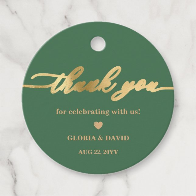 Sage Green Gold Vielen Dank Gastgeschenk Hochzeit  Geschenkanhänger (Vorderseite)