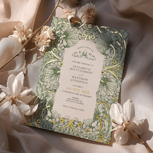 Sage Green Gold Vintage Pimpernel William Morris Folieneinladung