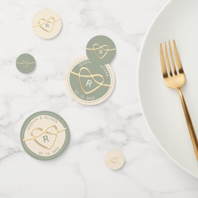 Sage Green & Gold Wedding Confetti mit Monogramm Konfetti (Gruppe)