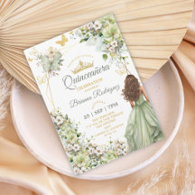 Sage Green Golden Tiara Schmetterling Quinceañera