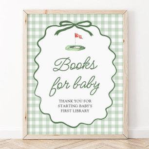 Sage Green Golf Bow Babyparty Toilettenpapier-Raff Poster