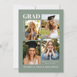 Sage Green Grad Announcement With Photos Einladung