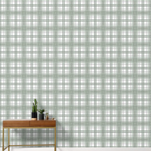 Sage Green, Grau und Weiß Kariert Tapete