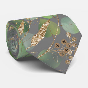 SAGE GREEN GRAY BOTANICAL MENS KRAWATTE