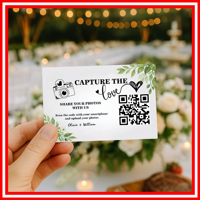 Sage Green Green Capture the Liebe QR Wedding Begleitkarte (Von Creator hochgeladen)