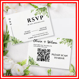 Sage Green Greenerity Blätter QR Code Wedding RSVP