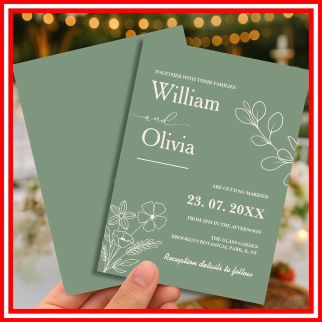 Sage Green Greenery Boho Floral Wedding Einladung (Von Creator hochgeladen)
