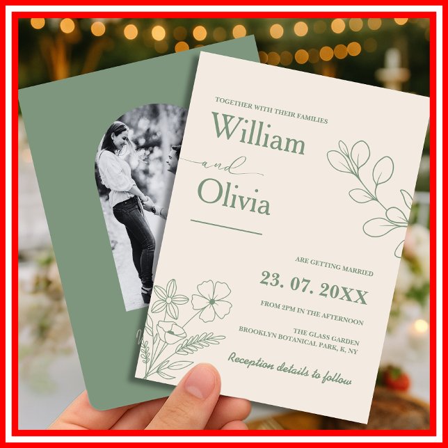 Sage Green Greenery Boho Minimalistisch Wedding Einladung (Von Creator hochgeladen)