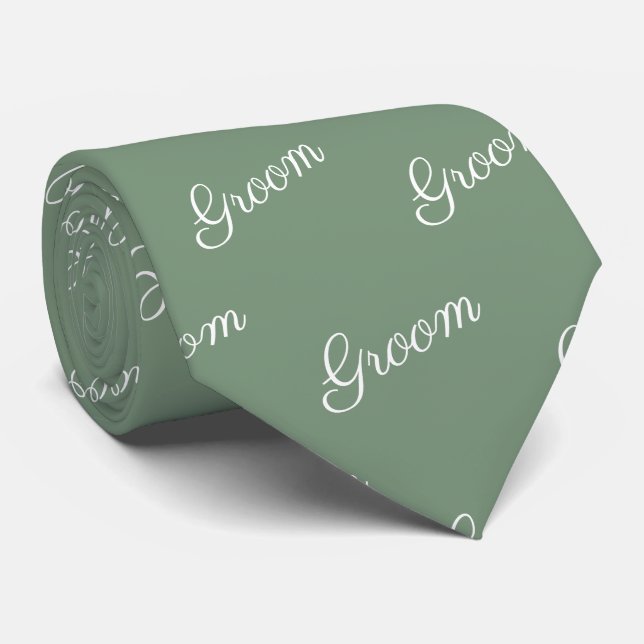 Sage green Groom scripture wedding Neck Tie Krawatte (Gerollt)