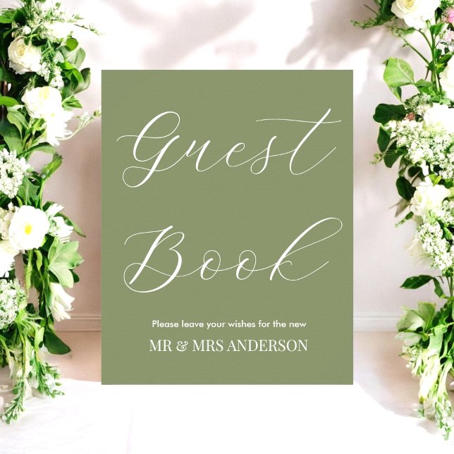 Sage Green Guest Book Wedding Sign Poster (Von Creator hochgeladen)