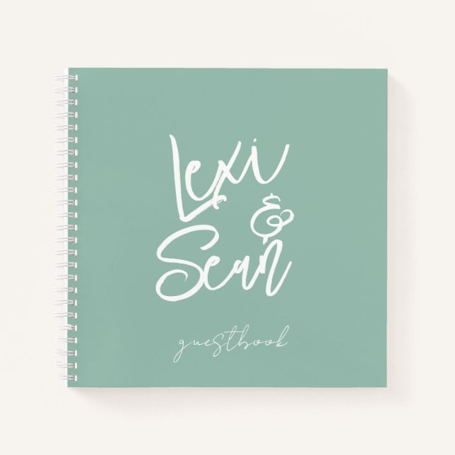  Sage Green Guestbook Spiral Notebook Notizbuch (Vorderseite)