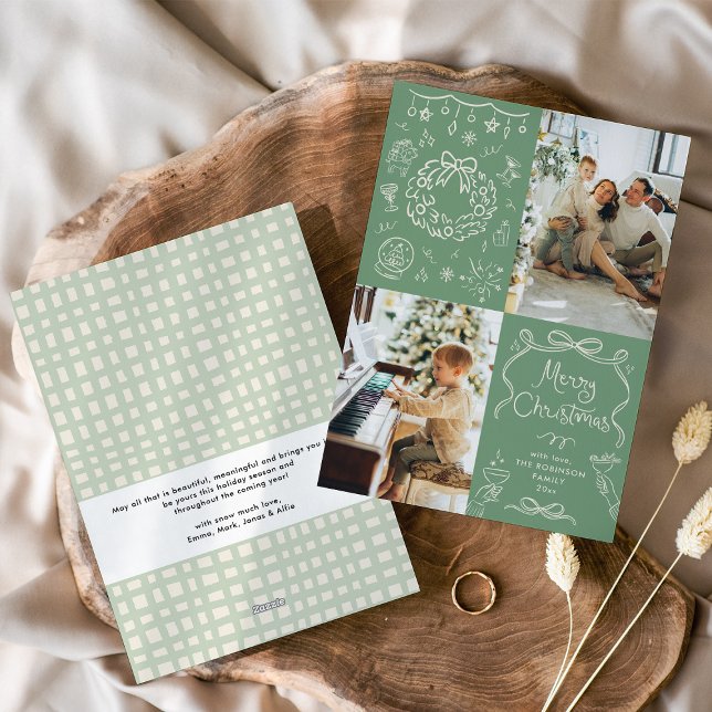 Sage Green Hand Drawn Bows Frohe Weihnachten 2 Fot (Von Creator hochgeladen)