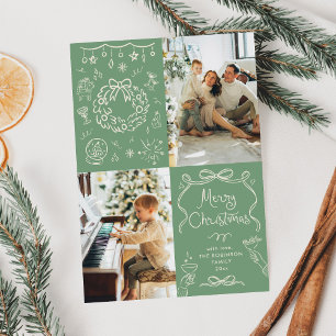 Sage Green Hand Drawn Bows Frohe Weihnachten 2 Fot
