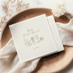 Sage Green Hand Drawn Bridal Brunch Serviette