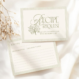 Sage Green Hand Drawn Floral Recipe Request Card Begleitkarte