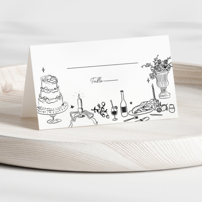 Sage Green Hand Drawn Whimsical Wedding Danke Platzkarte (Von Creator hochgeladen)