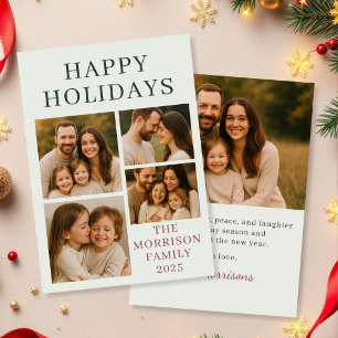 Sage Green Happy Holidays Foto Holiday Card Einladung