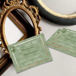 Sage Green Harlequin Wedding RSVP - Beilage für Re Folien Feiertagspostkarte