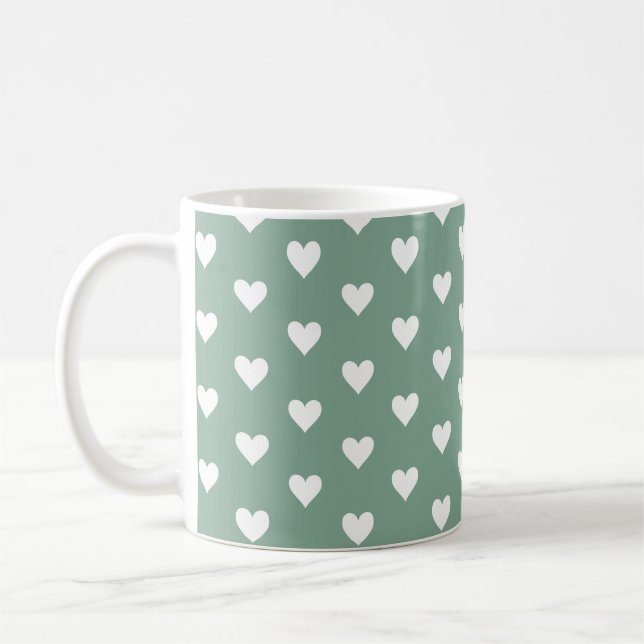 Sage Green Heart Pattern Kaffeetasse (Links)