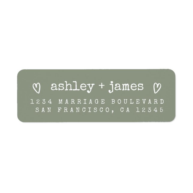 Sage Green Heart Script Couple Return Address  (Vorne)