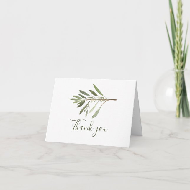 Sage Green Herbs Watercolor Wedding Danke (Vorderseite)