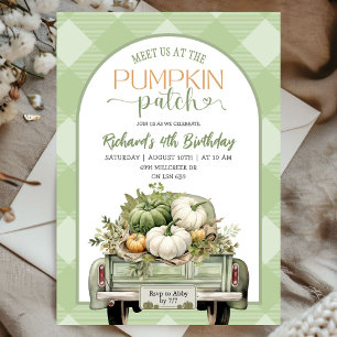Sage Green Herbstlaubs Pumpkin Patch Geburtstag Einladung