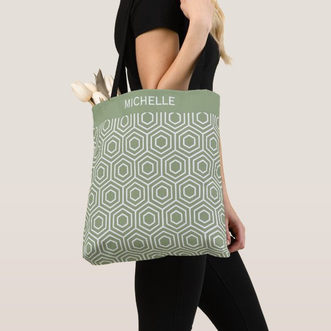 Sage Green Hexagon Honeycomb Geometrisches Muster (Von Nahem)