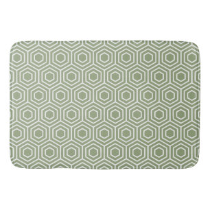 Sage Green Hexagon Honeycomb Geometrisches Muster Badematte