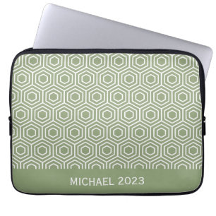 Sage Green Hexagon Honeycomb Geometrisches Muster Laptopschutzhülle