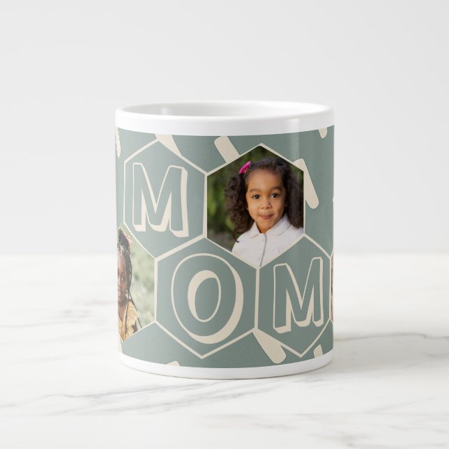 Sage Green Hexagon Modern MOM Gift Jumbo-Tasse (Vorderseite)