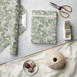 Sage Green Hibiskus Floral Geschenkpapier