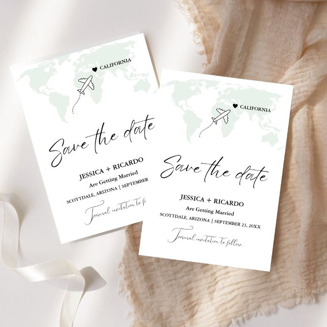 Sage Green Hochzeit in Urlaubsort Save the Date (Von Creator hochgeladen)