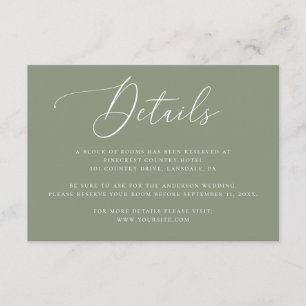 Sage Green Hochzeitsdetails   Elegante Unterkunft Begleitkarte