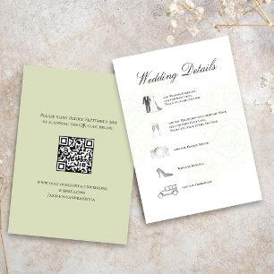 Sage Green Hochzeitsdetails QR-Code Zeitachse Begleitkarte