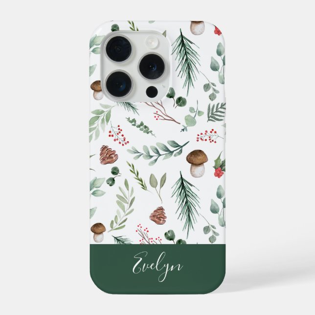 Sage Green Holiday Personalized Phone Case iPhone Hülle (Rückseite)