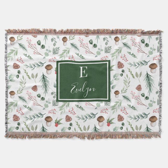 Sage Green Holiday Personalized Throw Blanket Decke (Vorderseite)