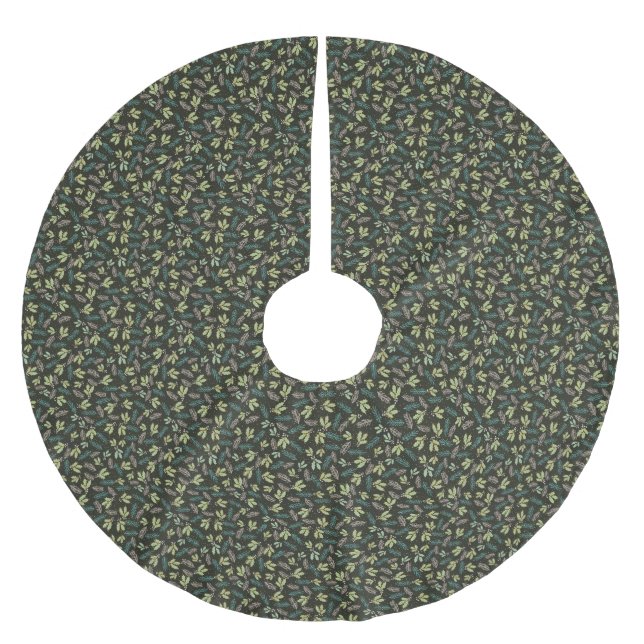 Sage Green Holly Christmas Polyester Weihnachtsbaumdecke (Vorderseite)