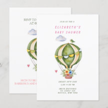 Sage Green Hot Air Ballon Floral Girl Babydusche