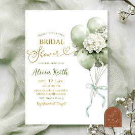 Sage Green Hydrangea Balloon Bridal Shower Einladung