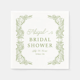 Sage Green Hydrangea Bridal Shower Napkin Serviette