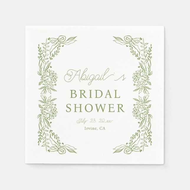 Sage Green Hydrangea Bridal Shower Napkin Serviette (Vorderseite)