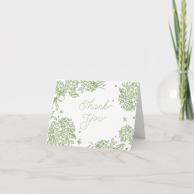 Sage Green Hydrangea Thank You Card Dankeskarte (Vorderseite)